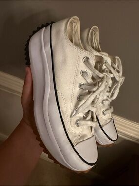Converse Platform Sneakers in Off-White/Cream with Black Trim